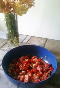 SpaFinder Recipe: Watermelon & Tomato Salad with Feta & Fresh Basil