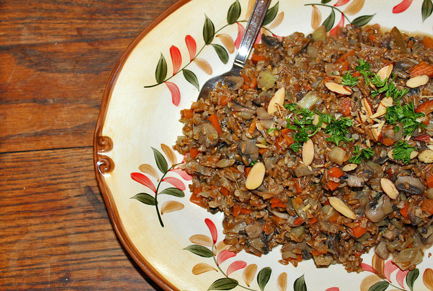 Forest Farro Stuffing with Fennel, Wild Mushrooms and Sage