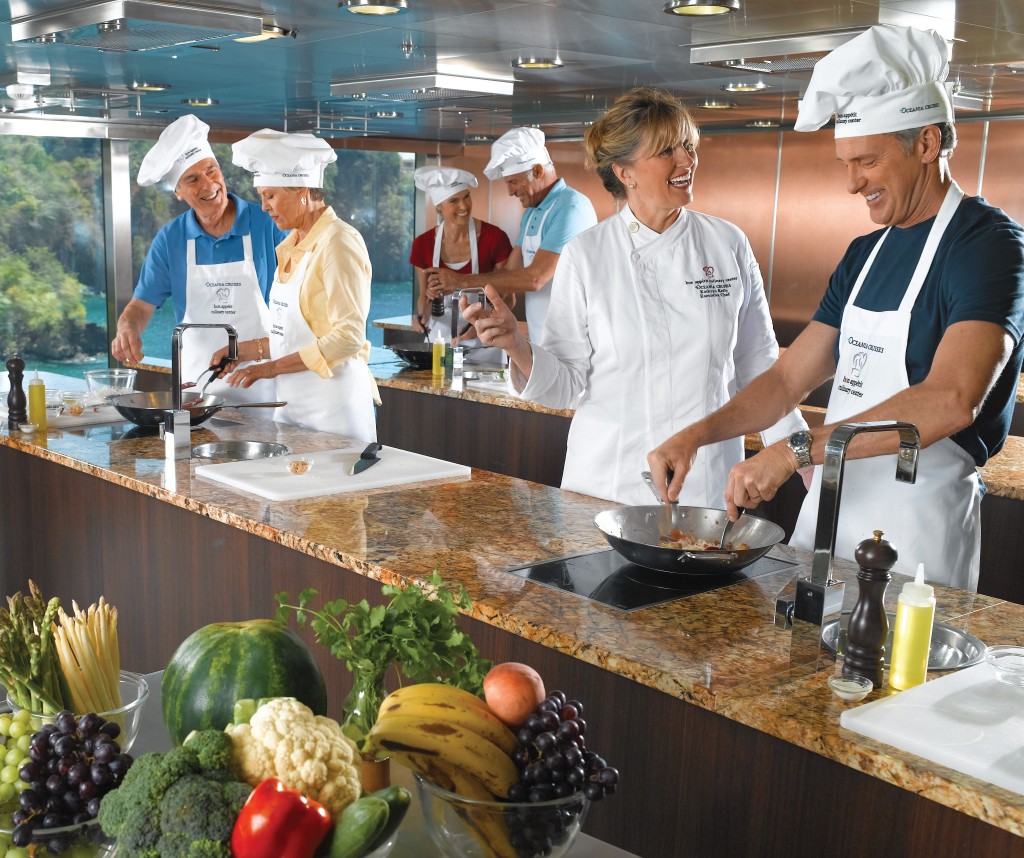Foodies are well-served on select cruises, as ships dish up everything from local eating guides to culinary centers to cooking immersion programs. Oceania Cruises’ two-day Culinary Boot Camp at Sea accentuates in-depth, intense, and personalized instruction.