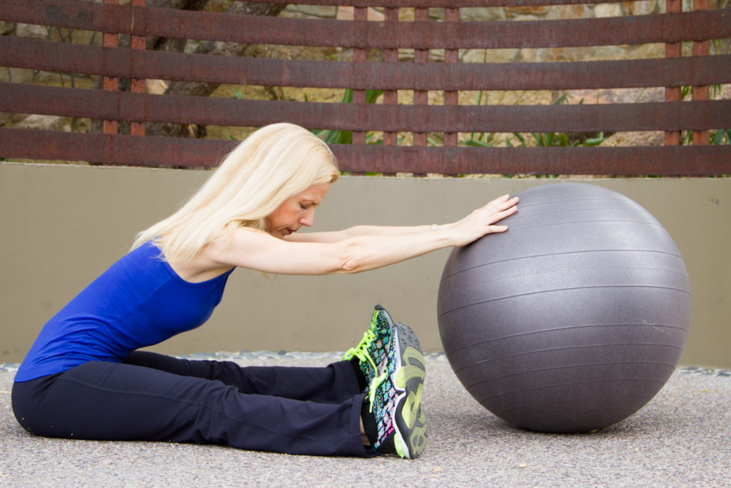 Stability ball workout series seated stretch