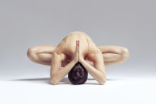 yoga woman posing like a pretzel