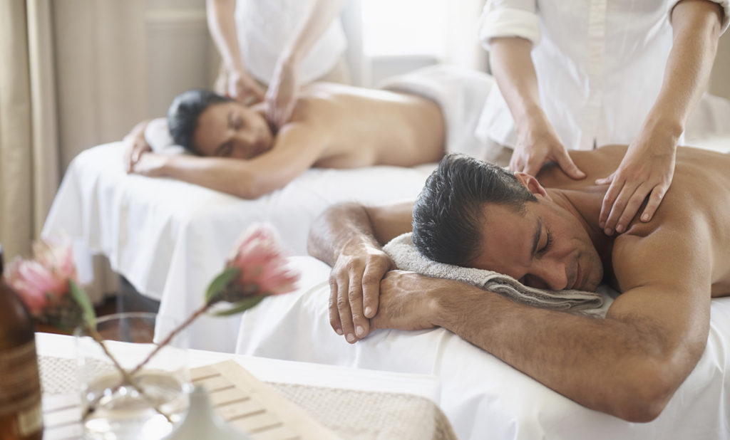 Shot of a mature couple enjoying a relaxing massage
