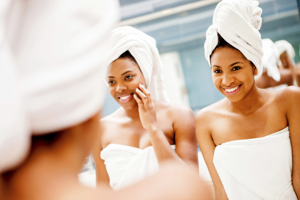 two smiling woman at the spa