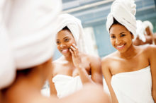 two smiling woman at the spa