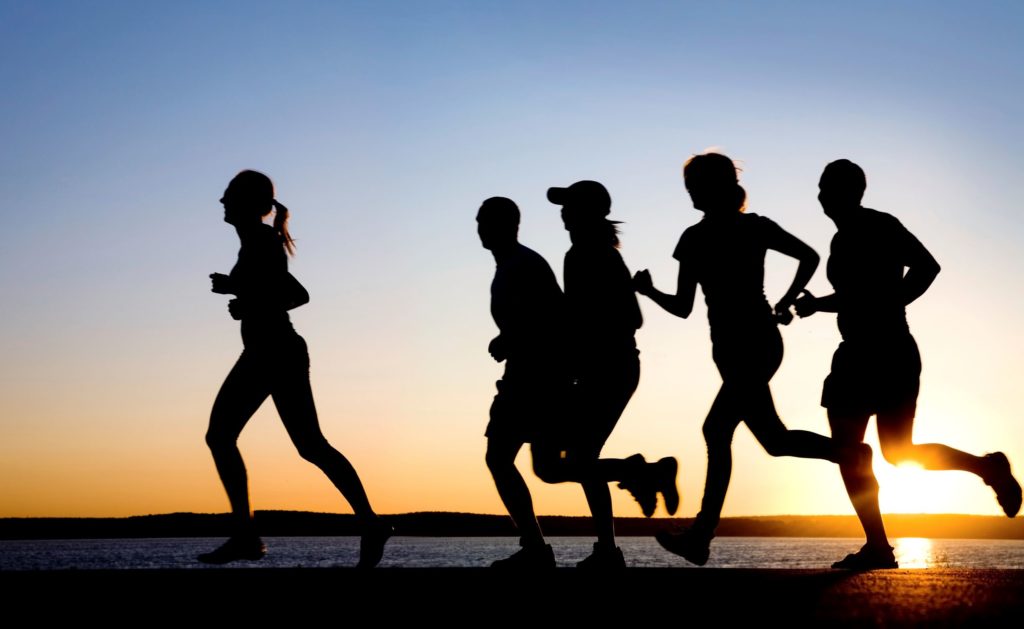 running-group-sunset